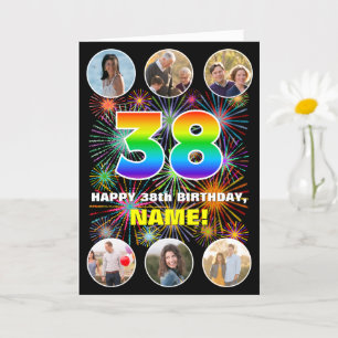 38:e födelsedagen: Roligtens regnbågsnr, eget namn Kort