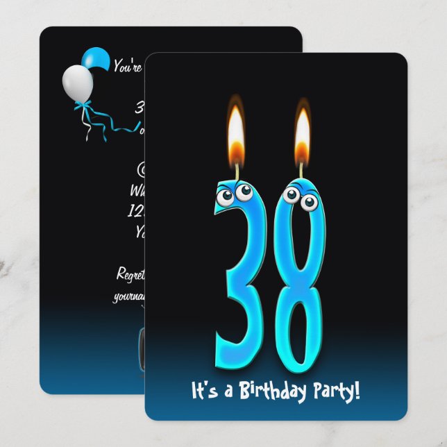 38:e Födelsedagsfesten Inbjudan (Fram/baksida)