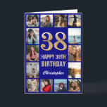 38:e Grattis på födelsedagen-marinsolfångaren Blue Kort<br><div class="desc">Fågelkort för 38:e Grattis på födelsedagen-marinblått och Guld-foto. Om du vill göra ytterligare anpassningar klickar du på knappen "Anpassa" och användor verktyg som är utformat för att ändra mallen.</div>