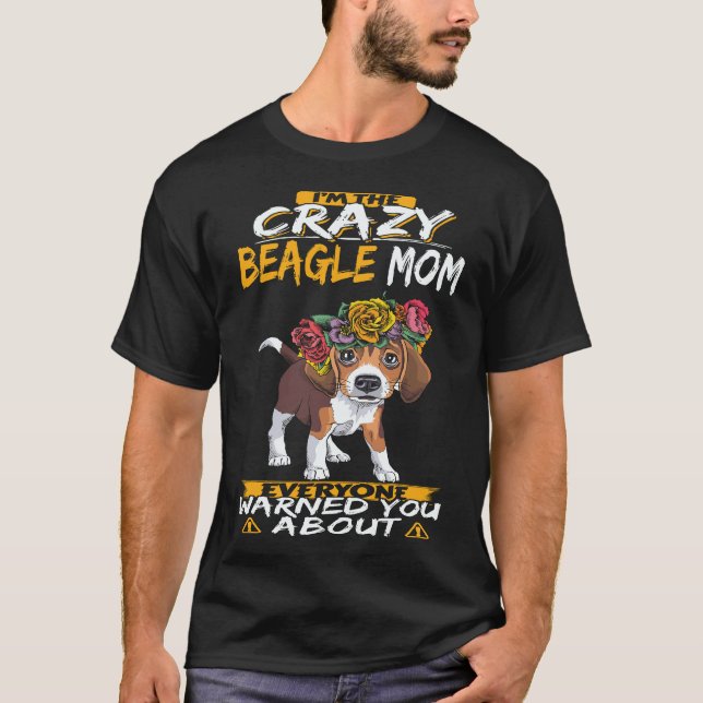 38 Jag är den galna Beagle-Mamman Beagle T Shirt (Framsida)