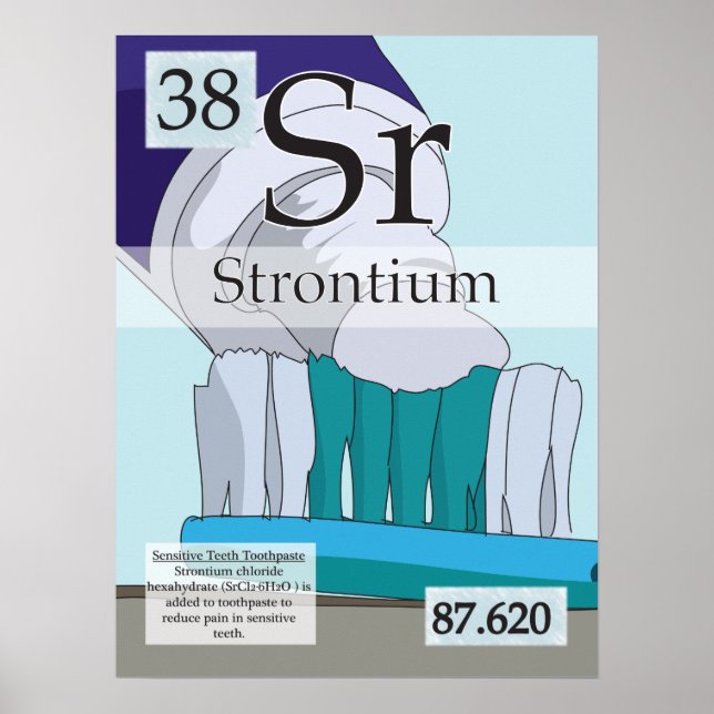 38. Strontium (Sr) Periodiska Bord i Inslag Poster (Framsidan)