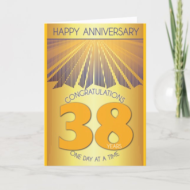 38 Year Sober Anniversary | Golden Ray 12 Step  Kort (Framsida)