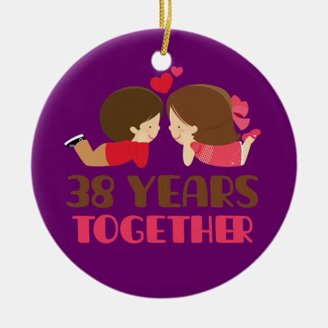 38th Bröllopsdaggåva för henne Julgransprydnad Keramik (Framsidan)