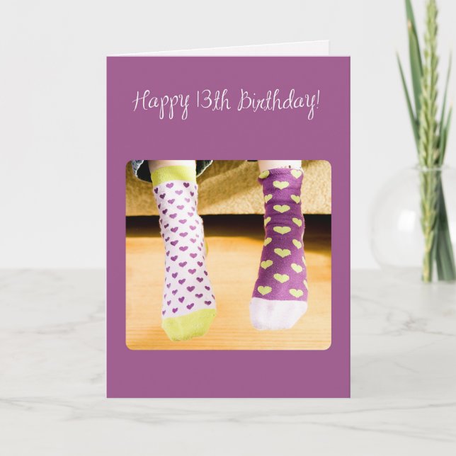 3922 Crazy Socks, 13:e födelsedagen Kort (Framsida)