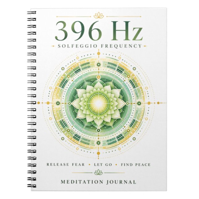 396 Hz Solfeggio Frekvens Anteckningsbok – Släpp R (Framsidan)