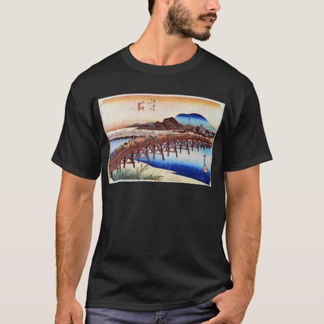 39. 岡崎宿 広重 Okazaki-juku, Hiroshige, Ukiyo-e Tee (Framsida)