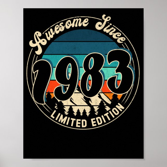 39 Ålder Vintage 39 Åldersdag 1983 Poster (Framsidan)
