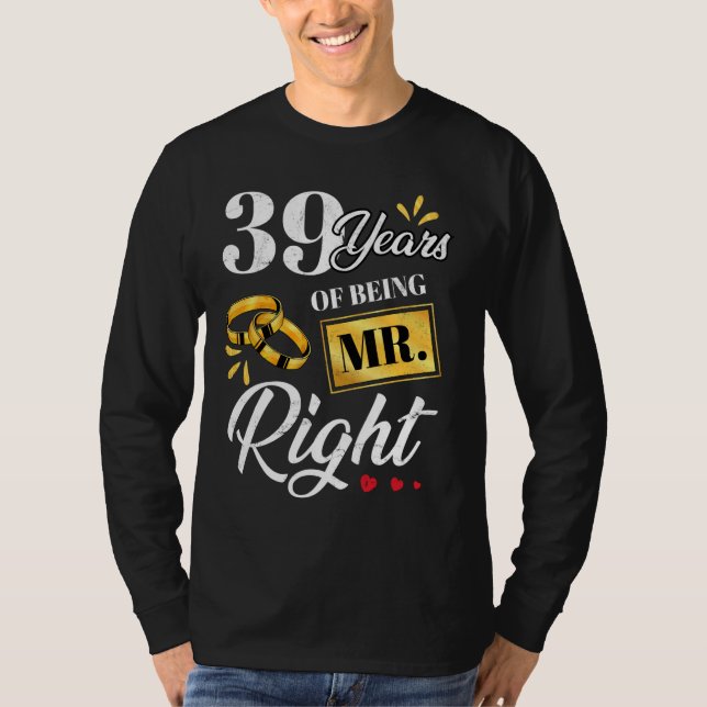 39 år av herr Höger, ett par Bröllop A T Shirt (Framsida)