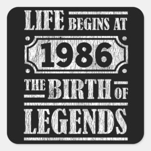 39 år gammal 1986 Legend 39:e födelsedagen Fyrkantigt Klistermärke