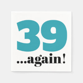 39 år igen, tealturkos blått födelsedagsfirande pappersservett