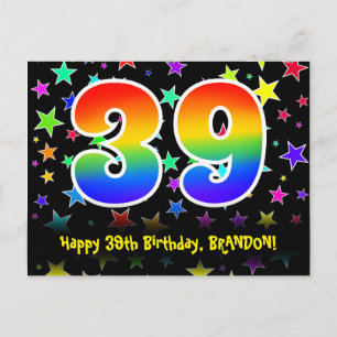39-årsdag: Roliga stjärnor Mönster, Regnbåge 39, N Vykort