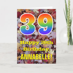 39-årsdag; Rustika löv; Regnbåge "39" Kort