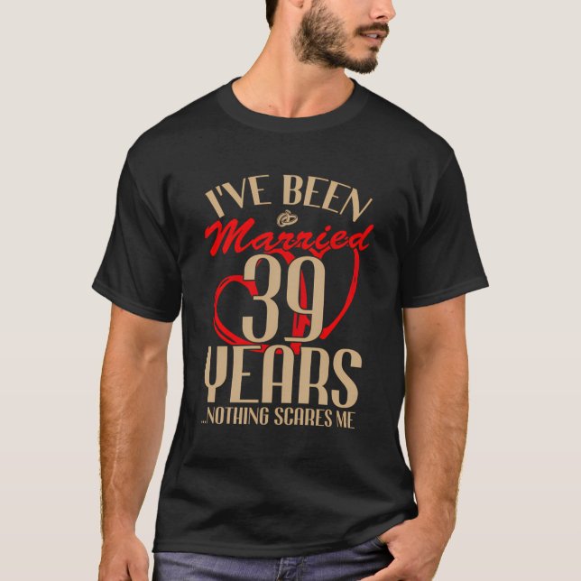 39:e Bröllop-årsdagen Par gift 39 år T Shirt (Framsida)