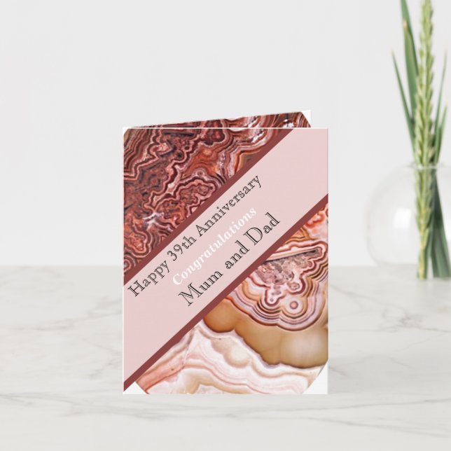 39:e Bröllop-årsjubileet Agate Card Kort (Framsida)