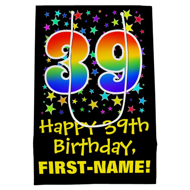 39:e födelsedag: Färga stjärnor Mönster och regnbå (Baksidan)