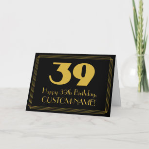 39:e födelsedagen: Art Deco Inspired Titta "39" oc Kort