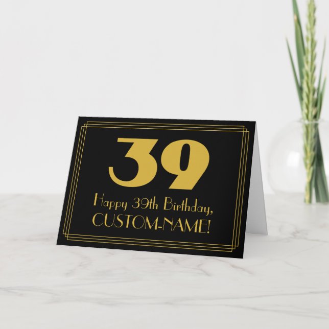39:e födelsedagen: Art Deco Inspired Titta "39" oc Kort (Framsida)