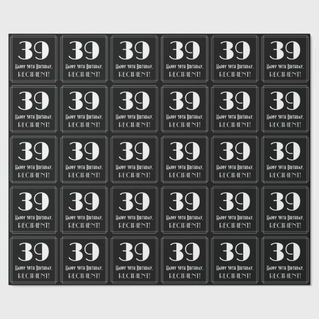 39:e födelsedagen - Art Deco Inspired Titta "39",  Presentpapper (Seam)