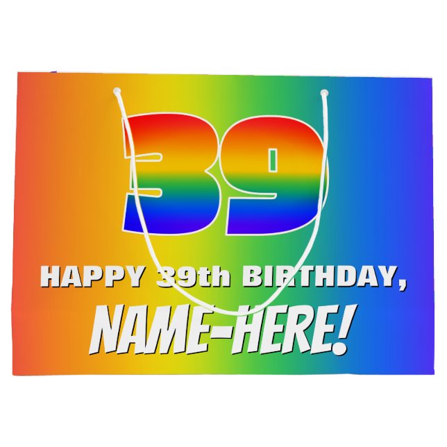 39:e födelsedagen: Färgfull, Roligt Rainbow Mönste (Baksidan)