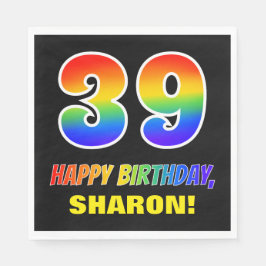 39:e födelsedagen: Fet, Roligt, Simple, Regnbåge 3 Pappersservett
