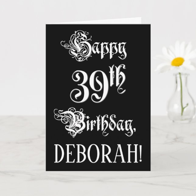 39:e födelsedagen: Finare, Elegant, skript + anpas Kort (Liten växt)