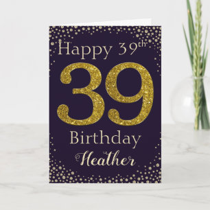 39:e födelsedagen: Golden Glitter Card Kort