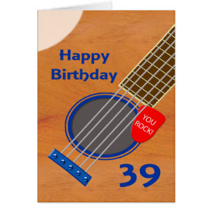 39:e födelsedagen Guitar Player Birthday Hälsningskort