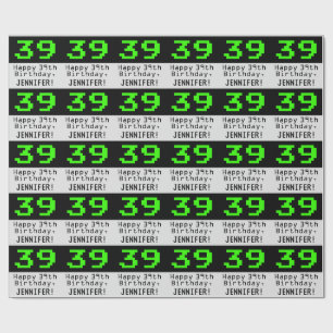 39:e födelsedagen - Nerdy/Geeky Stil "39" och Namn Presentpapper