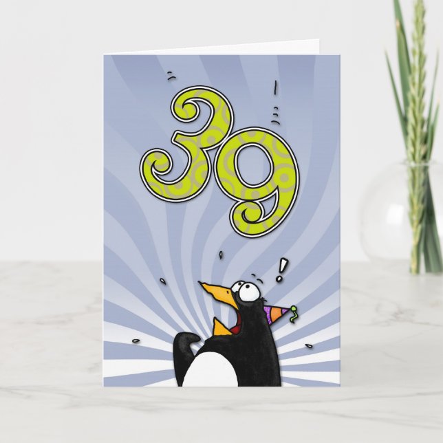 39:e födelsedagen - Penguin överraskningskort Kort (Framsida)
