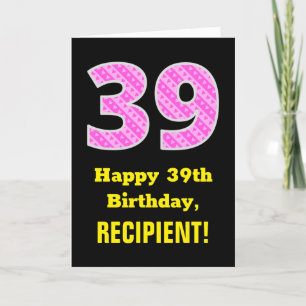 39:e födelsedagen: Rosa Rand och örter "39" + Namn Kort