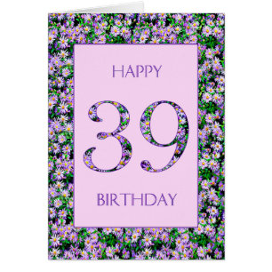39:e födelsedagens Lila Daisy Hälsningskort