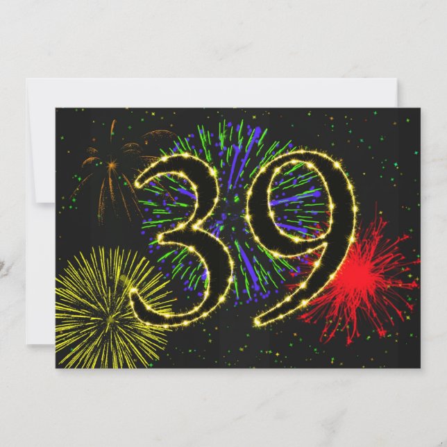 39:e födelsedagsfestens inbjudan (Framsida)