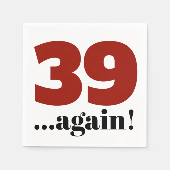 39 gånger har körsbärsröd födelsedag firats pappersservett (Framsidan)