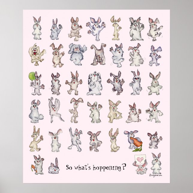 39 Kaniner till kute Tecknad Decor Nursery Poster  (Framsidan)