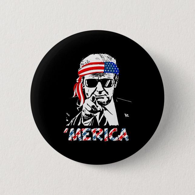 'merica Trump Glad 4:e Juli Trump Amerikan Knapp (Framsida)