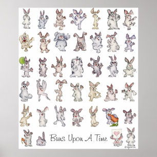 39 söta tecknade kaniner dekoration barnkammare af poster