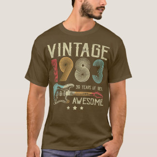 39th Birthday Womens Mens Vintage Awesome 1983 Gui T Shirt