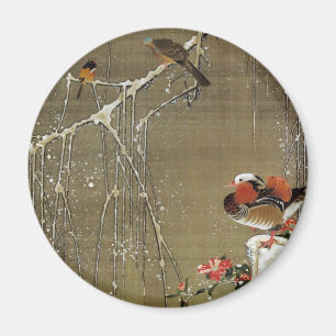 3. 雪 中 鴛 鴦 図, 若 Mandarin Anka i Snö, Jakuchū Magnet