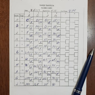 3-13-poängskort anteckningsblock