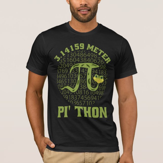 3.14159 Meter Pi-Thon Python Snake Pi Day Design T Shirt (Framsida)