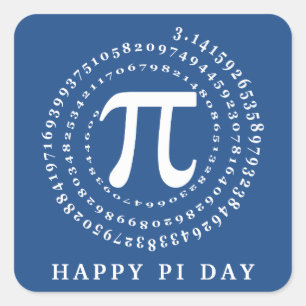3.14 Antal Spiral Blue Lycklig Pi Day Fyrkantigt Klistermärke