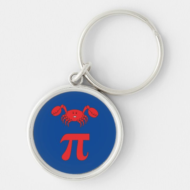 3.14 Crab Paj Pi Pun Funny Math Joke Rund Silverfärgad Nyckelring (Framsidan)