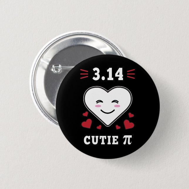 3.14 Heart Cutie Pi Funny Math Joke Knapp (Framsida & baksida)