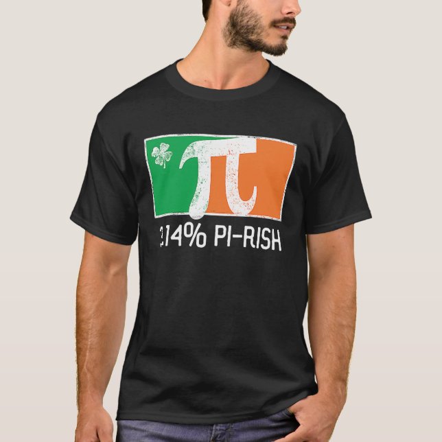 3 14 Pi Rish St Patrick's Day Irish Flag C Distres T Shirt (Framsida)
