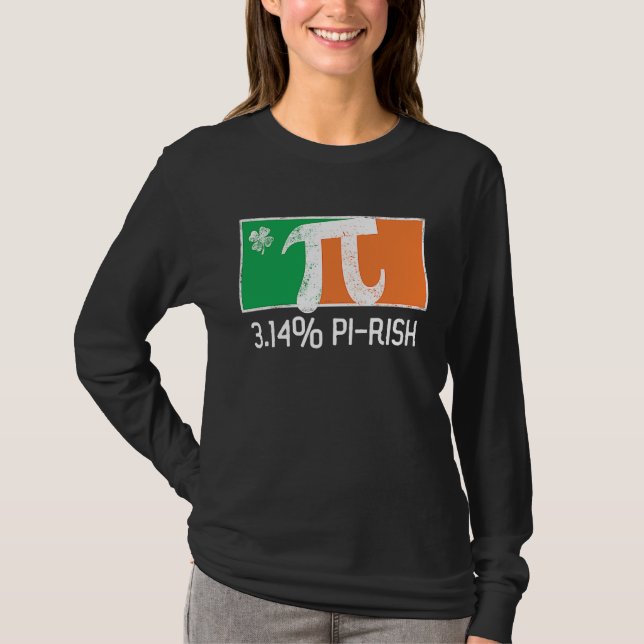 3 14 Pi Rish St Patrick's Day Irish Flag C Distres T Shirt (Framsida)