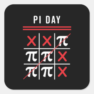 3.14 TIC-toe Noughts och Kor Lycklig Pi Day Fyrkantigt Klistermärke