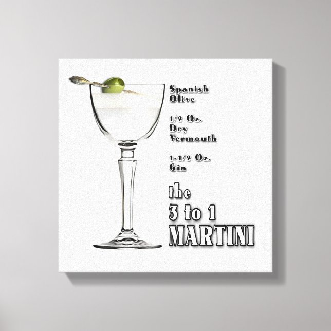 3-1 (Blöt) Martini Cocktail-klassificerat ämne Art Canvastryck (Framsida)