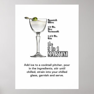 3-1 (Blöt) Martini Cocktail-klassificerat ämne Art Poster