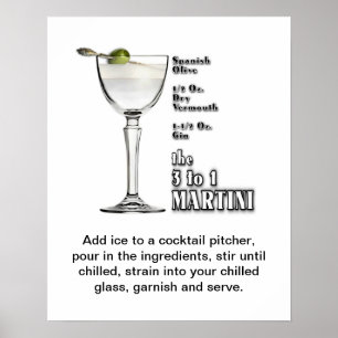 3-1 (Blöt) Martini Cocktail-klassificerat material Poster