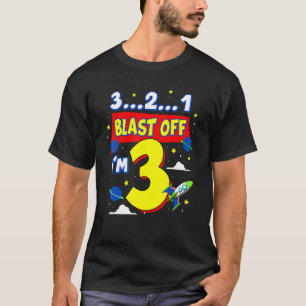 3 2 1 Blast off-Födelsedagsfest Leverans 3 år gamm T Shirt